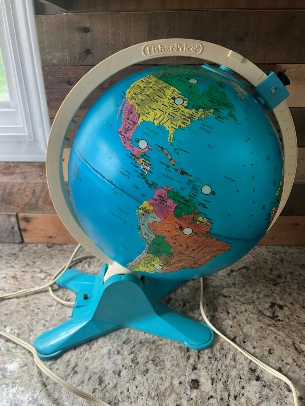 Vintage 1988 12” Fisher-Price Illuminating World Globe with View Finder